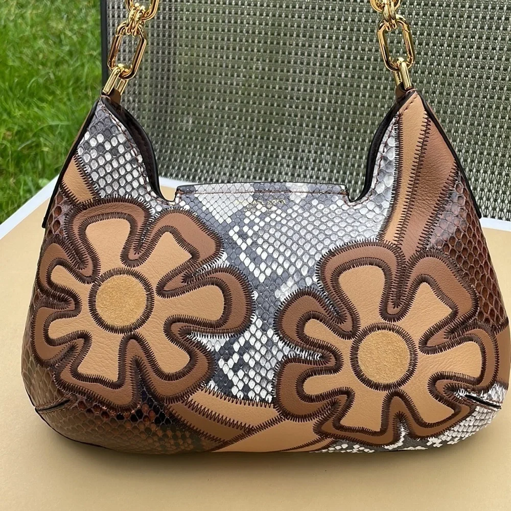 Michael Kors Bancroft Small Patchwork Snakeskin Leather Shoulder Bag